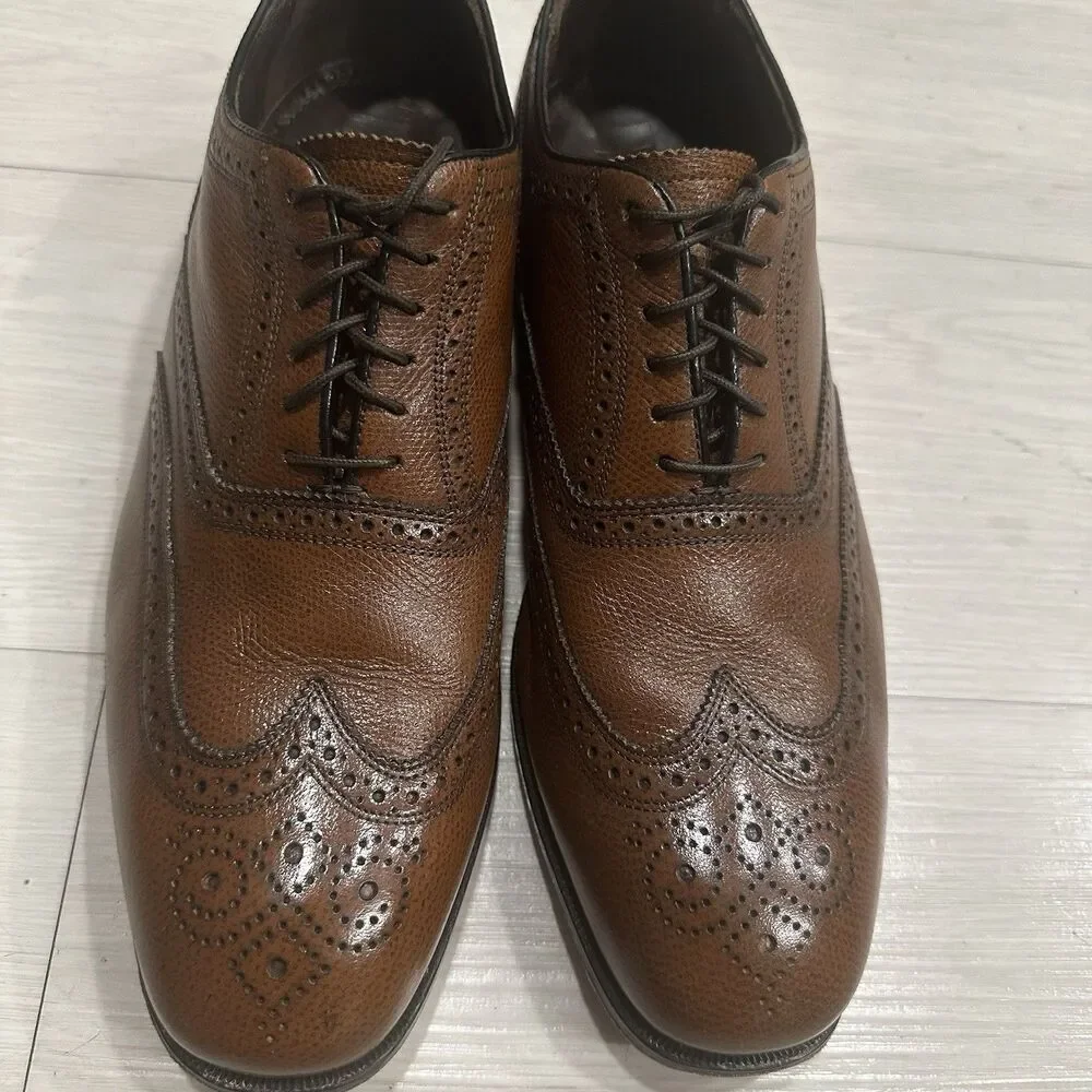 Florsheim Lexington 17066 Men's 13 D Pebble Cognac Leather Wingtip Oxford Shoes